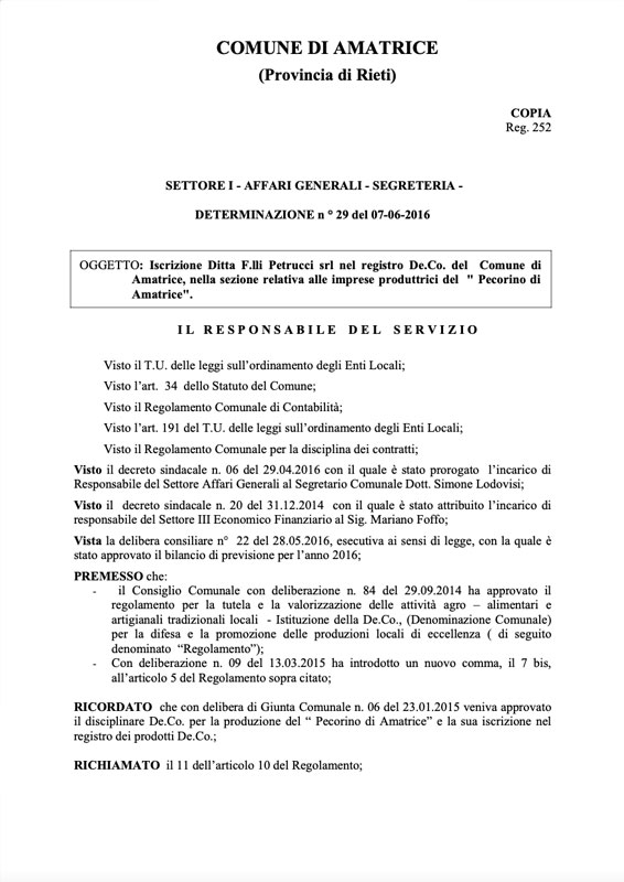 De.Co. Pecorino di Amatrice
